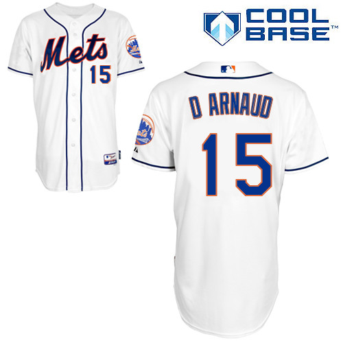 Travis d Arnaud #15 MLB Jersey-New York Mets Men's Authentic Alternate 2 White Cool Base Baseball Jersey